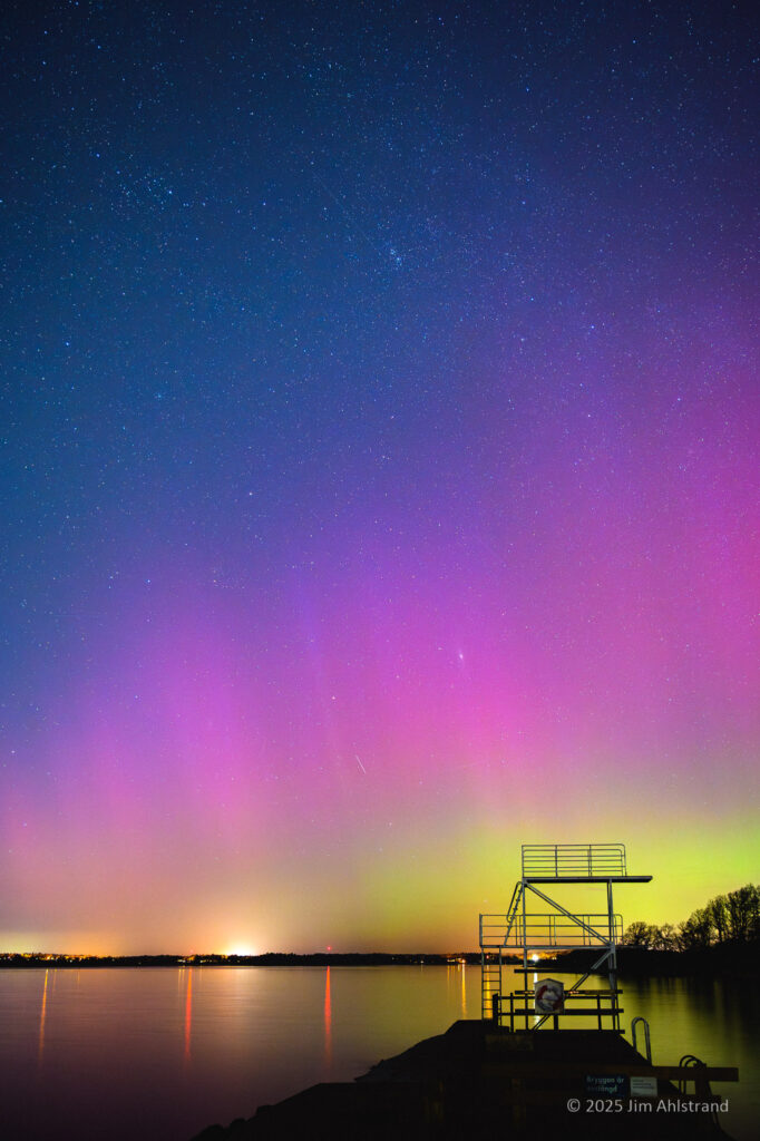 dive tower under the stars